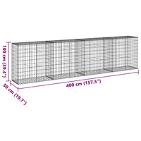 Gabion Basket with Cover 400x50x100 cm Galvanised Iron