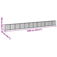 Gabion Basket with Cover 1200x50x100 cm Galvanised Iron