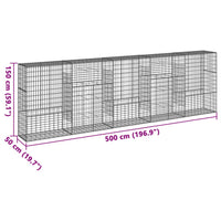 Gabion Basket with Cover 500x50x150 cm Galvanised Iron