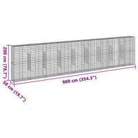 Gabion Basket with Cover 900x50x200 cm Galvanised Iron