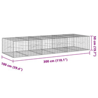 Gabion Basket with Cover 300x100x50 cm Galvanised Iron