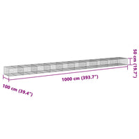 Gabion Basket with Cover 1000x100x50 cm Galvanised Iron
