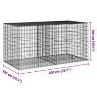 Gabion Basket with Cover 200x100x100 cm Galvanised Iron