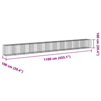 Gabion Basket with Cover 1100x100x100 cm Galvanised Iron