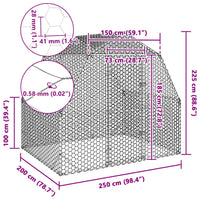 Chicken Run 2.5x2x2.25 m Galvanised Steel