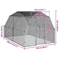 Chicken Run 2.5x4x2.25 m Galvanised Steel