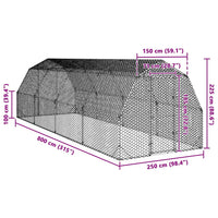 Chicken Run 2.5x8x2.25 m Galvanised Steel