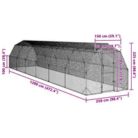 Chicken Run 2.5x12x2.25 m Galvanised Steel
