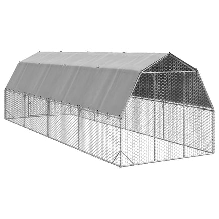 Chicken Run with Roof 2.5x8x2.25 m Galvanised Steel