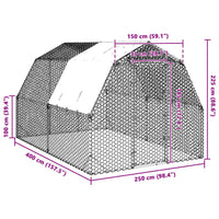 Chicken Run with Roof 2.5x4x2.25 m Galvanised Steel