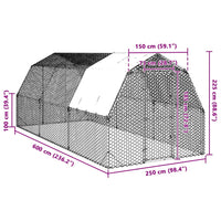 Chicken Run with Roof 2.5x6x2.25 m Galvanised Steel