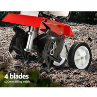 88CC Tiller Garden Cultivator Rototiller 4 Blades Soil Plower Rotary Hoe Tools Kings Warehouse 