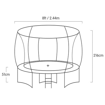 8ft Outdoor Orange Trampoline For Kids And Children Suited For Fitness Exercise Gymnastics With Safety Enclosure Basketball Hoop Set Sports & Fitness Kings Warehouse 