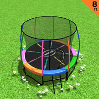 8ft Outdoor Rainbow Trampoline For Kids And Children Suited For Fitness Exercise Gymnastics With Safety Enclosure Kings Warehouse 