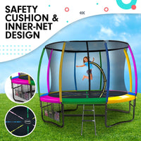 8ft Outdoor Rainbow Trampoline For Kids And Children Suited For Fitness Exercise Gymnastics With Safety Enclosure Kings Warehouse 