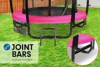 8ft Outdoor Trampoline Kids Children With Safety Enclosure Mat Pad Net Ladder Basketball Hoop Set - Pink Sports & Fitness Kings Warehouse 