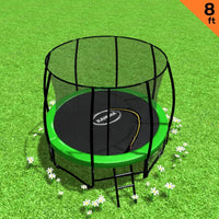 8ft Trampoline Free Ladder Spring Mat Net Safety Pad Cover Round Enclosure Green Kings Warehouse 