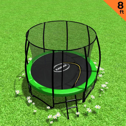 8ft Trampoline Free Ladder Spring Mat Net Safety Pad Cover Round Enclosure Green Kings Warehouse 