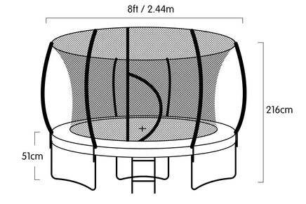 8ft Trampoline Free Ladder Spring Mat Net Safety Pad Cover Round Enclosure Green Kings Warehouse 