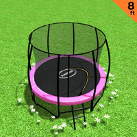 8ft Trampoline Free Ladder Spring Mat Net Safety Pad Cover Round Enclosure Pink Kings Warehouse 