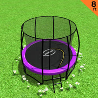 8ft Trampoline Free Ladder Spring Mat Net Safety Pad Cover Round Enclosure Purple Kings Warehouse 