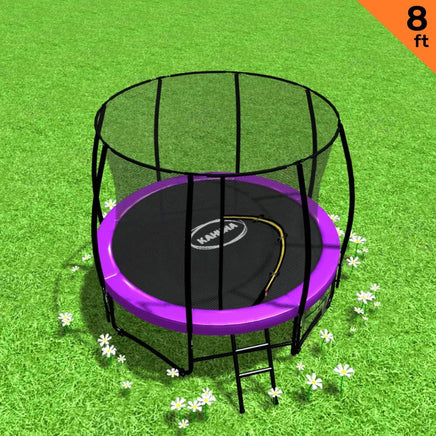8ft Trampoline Free Ladder Spring Mat Net Safety Pad Cover Round Enclosure Purple Kings Warehouse 