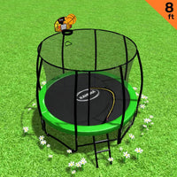 8ft Trampoline Safety Net Spring Pad Cover Mat Ladder Free Basketball Set Green Kings Warehouse 