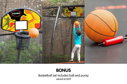 8ft Trampoline Safety Net Spring Pad Cover Mat Ladder Free Basketball Set Kings Warehouse 