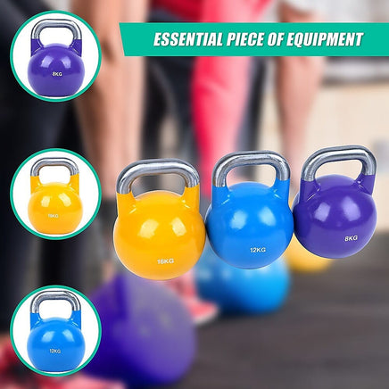 8KG, 12KG, 16KG Pro-Grade Steel KettleBell Set Sports & Fitness Kings Warehouse 