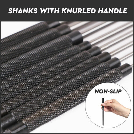 8Pc Heavy Duty Long Pin Punch Set 2.4 to 10mm Drift Roll Nail Steel Flat End New Tools Kings Warehouse 