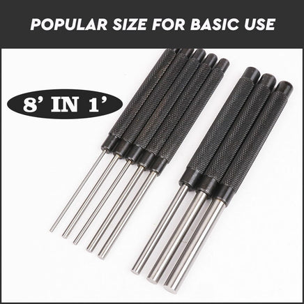 8Pc Heavy Duty Long Pin Punch Set 2.4 to 10mm Drift Roll Nail Steel Flat End New Tools Kings Warehouse 