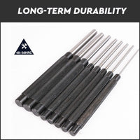 8Pc Heavy Duty Long Pin Punch Set 2.4 to 10mm Drift Roll Nail Steel Flat End New Tools Kings Warehouse 