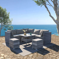 8PC Outdoor Dining Set Wicker Table &amp; Chairs-Grey Furniture Kings Warehouse 