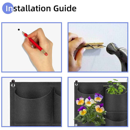 9 Pockets Wall Hanging Planter Planting Grow Bag Vertical Garden Vegetable Flower Black Kings Warehouse 