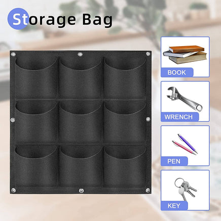 9 Pockets Wall Hanging Planter Planting Grow Bag Vertical Garden Vegetable Flower Black Kings Warehouse 