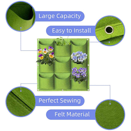 9 Pockets Wall Hanging Planter Planting Grow Bag Vertical Garden Vegetable Flower Green Kings Warehouse 
