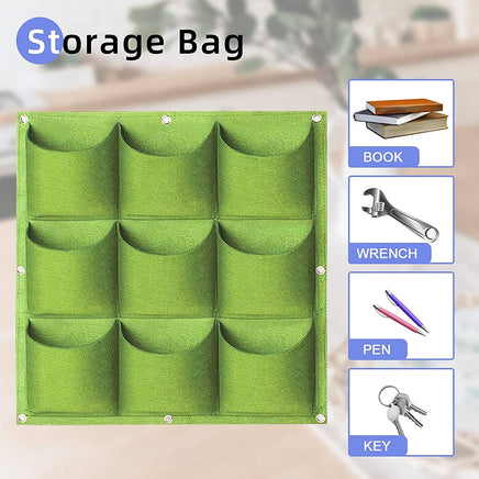 9 Pockets Wall Hanging Planter Planting Grow Bag Vertical Garden Vegetable Flower Green Kings Warehouse 