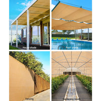 90% Shade Cloth 3.66x10m Shadecloth Sail Heavy Duty Beige End of Season Clearance Kings Warehouse 