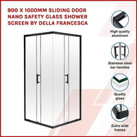 900 x 1000mm Sliding Door Nano Safety Glass Shower Screen By Della Francesca Furniture Kings Warehouse 