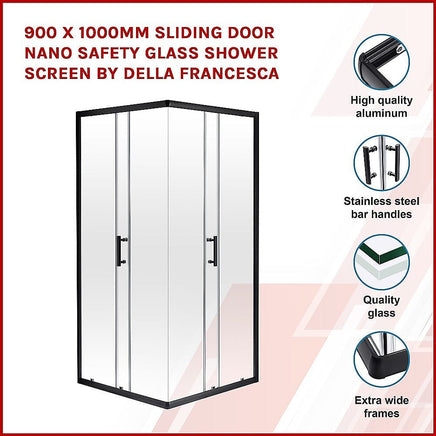 900 x 1000mm Sliding Door Nano Safety Glass Shower Screen By Della Francesca Furniture Kings Warehouse 