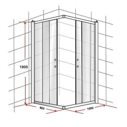 900 x 1000mm Sliding Door Nano Safety Glass Shower Screen By Della Francesca Furniture Kings Warehouse 