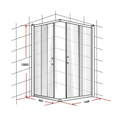 900 x 1200mm Sliding Door Nano Safety Glass Shower Screen By Della Francesca Furniture Kings Warehouse 
