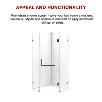 900 x 900mm Frameless 10mm Glass Shower Screen By Della Francesca Furniture Kings Warehouse 