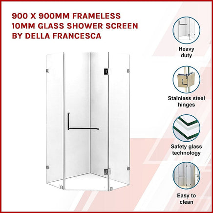 900 x 900mm Frameless 10mm Glass Shower Screen By Della Francesca Furniture Kings Warehouse 