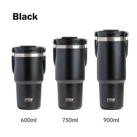 900ML Black Stainless Steel Travel Mug with Leak-proof 2-in-1 Straw and Sip Lid, Vacuum Insulated Coffee Mug for Car, Office, Perfect Gifts, Keeps Liquids Hot or Cold Occasions Kings Warehouse 