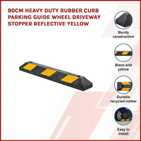 90cm Heavy Duty Rubber Curb Parking Guide Wheel Driveway Stopper Reflective Yellow Kings Warehouse 