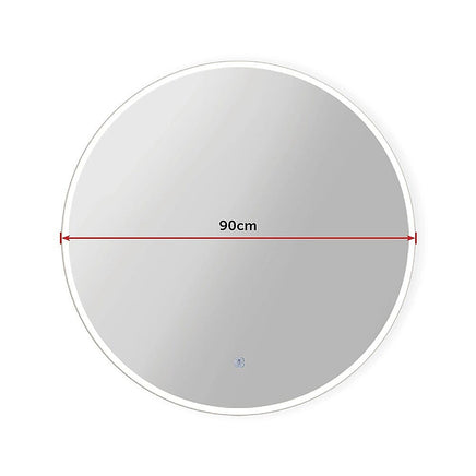 90cm LED Wall Mirror Bathroom Mirrors Light Decor Round Health & Beauty Kings Warehouse 