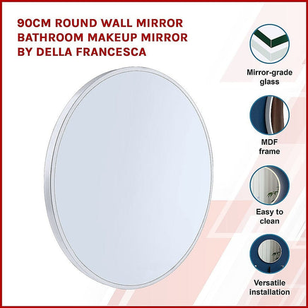 90cm Round Wall Mirror Bathroom Makeup Mirror by Della Francesca Home & Garden Kings Warehouse 