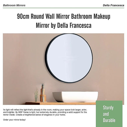 90cm Round Wall Mirror Bathroom Makeup Mirror by Della Francesca Home & Garden Kings Warehouse 