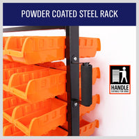 92-Piece Bin Mobile Garage Storage Bin Rack Heavy-Duty Tool Organizer with Swivel Wheels Sports & Fitness Kings Warehouse 